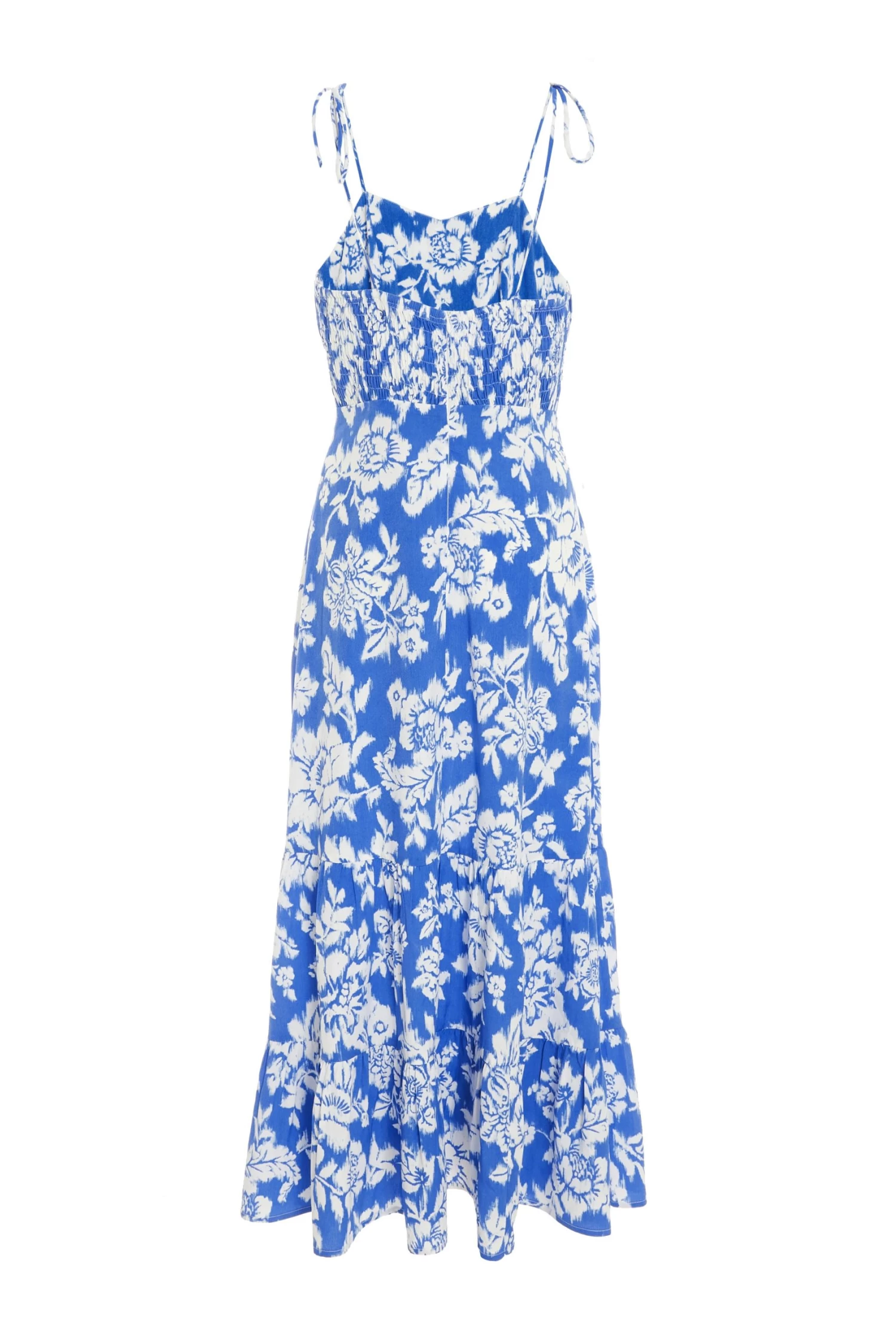 Blue Floral Strappy Midi Dress - Image 5