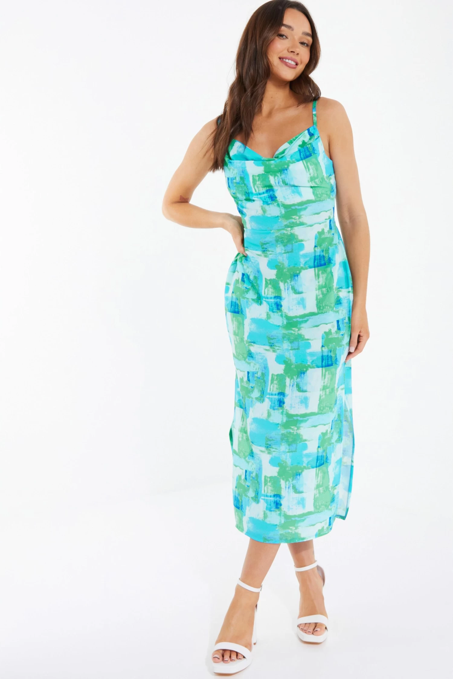 Blue Brush Stroke Midaxi Dress - Image 2