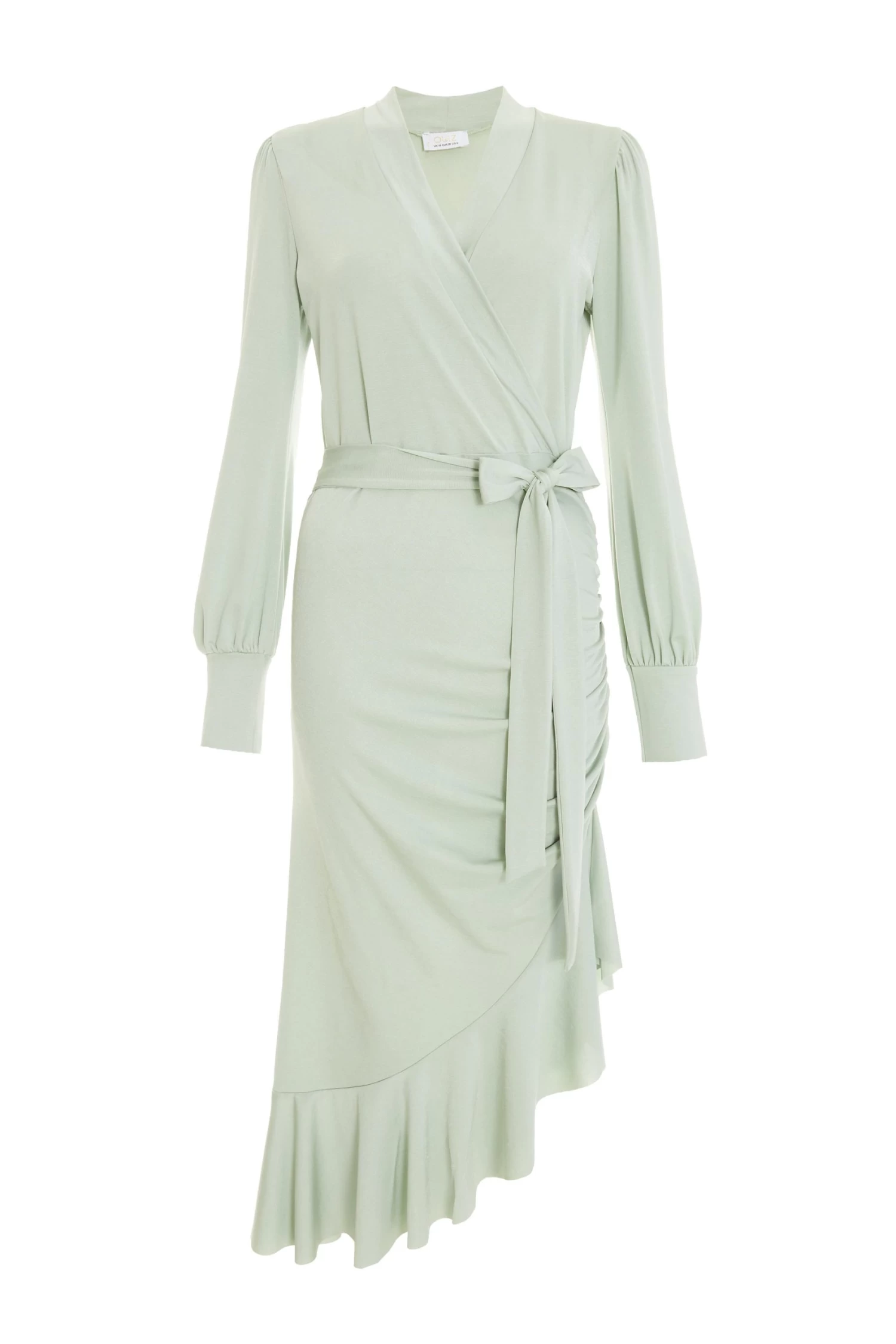 Sage Long Sleeve Frill Midi Dress