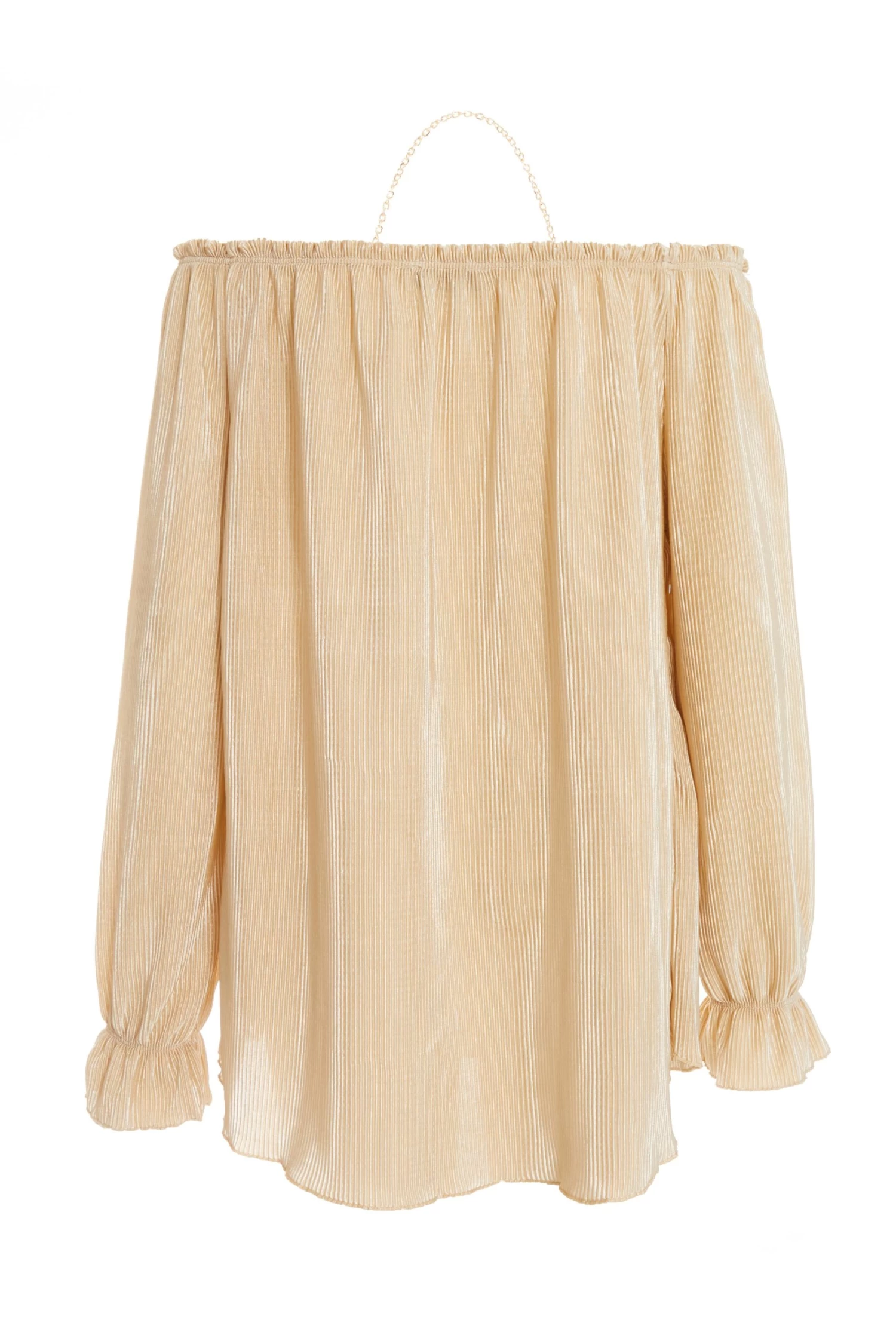 Beige Bardot Necklace Top - Image 5