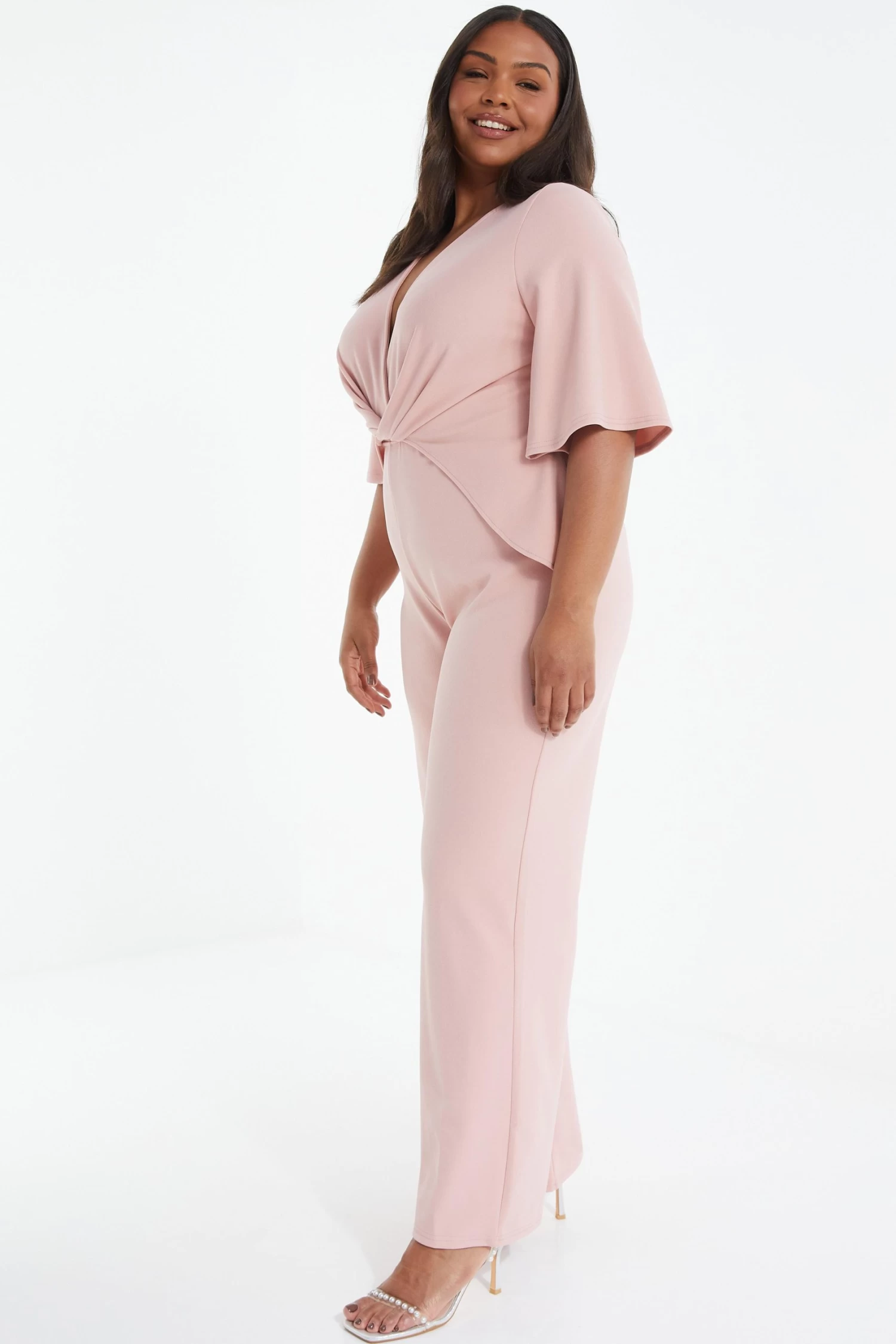 Curve Pink Twist Palazzo Jumpsuit - Image 4