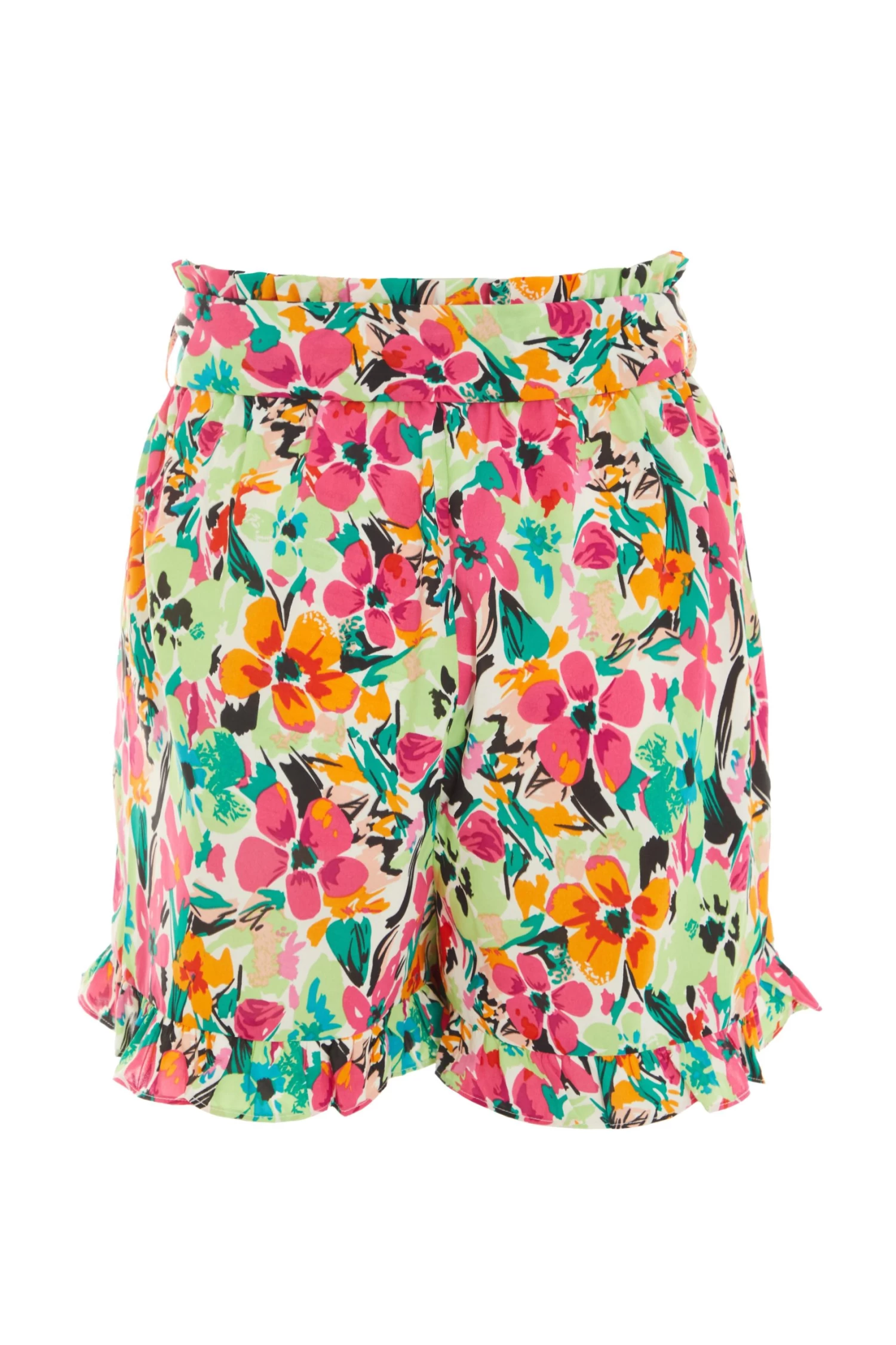 Multicoloured Floral Tie Waist Shorts - Image 5