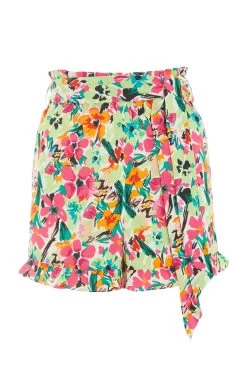 Multicoloured Floral Tie Waist Shorts