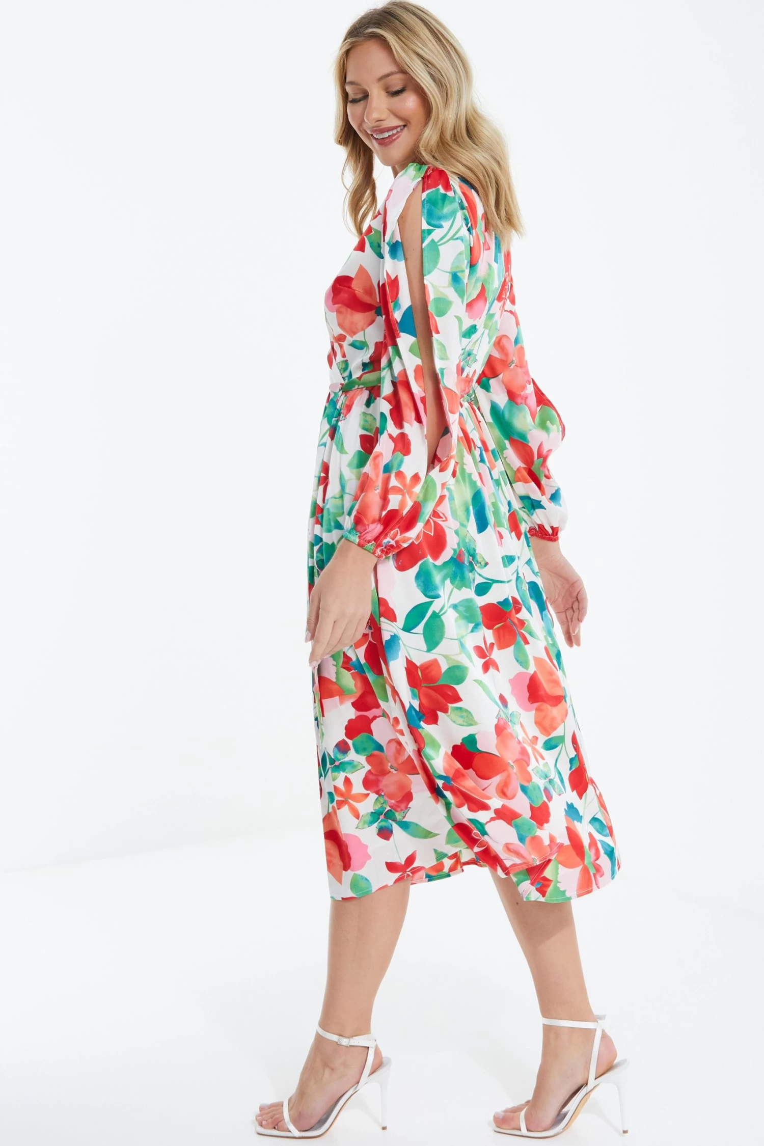 Multicoloured Tropical Midi Dress - Image 3