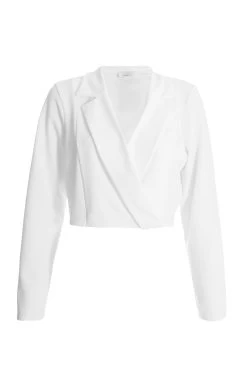 Cream Cropped Tailored Blazer