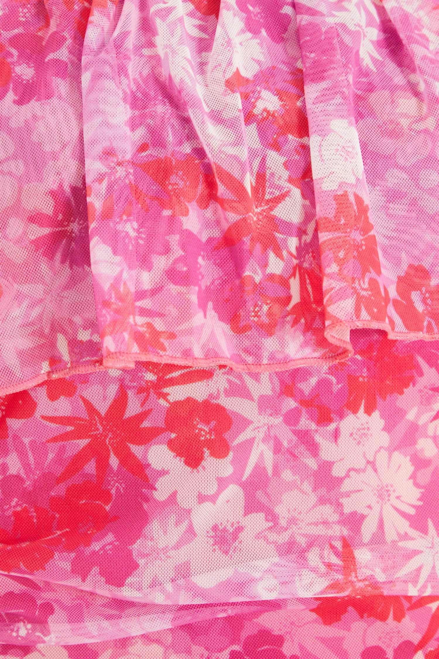 Pink Floral Ruched Bardot Mini Dress - Image 6