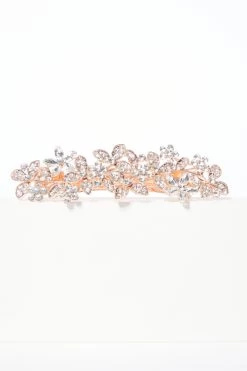 Rose Gold Diamante Flower Hair Clip Set