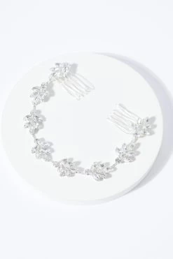 Silver Diamante Floral Vine Hair Comb