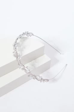 Silver Diamante Flower Headband