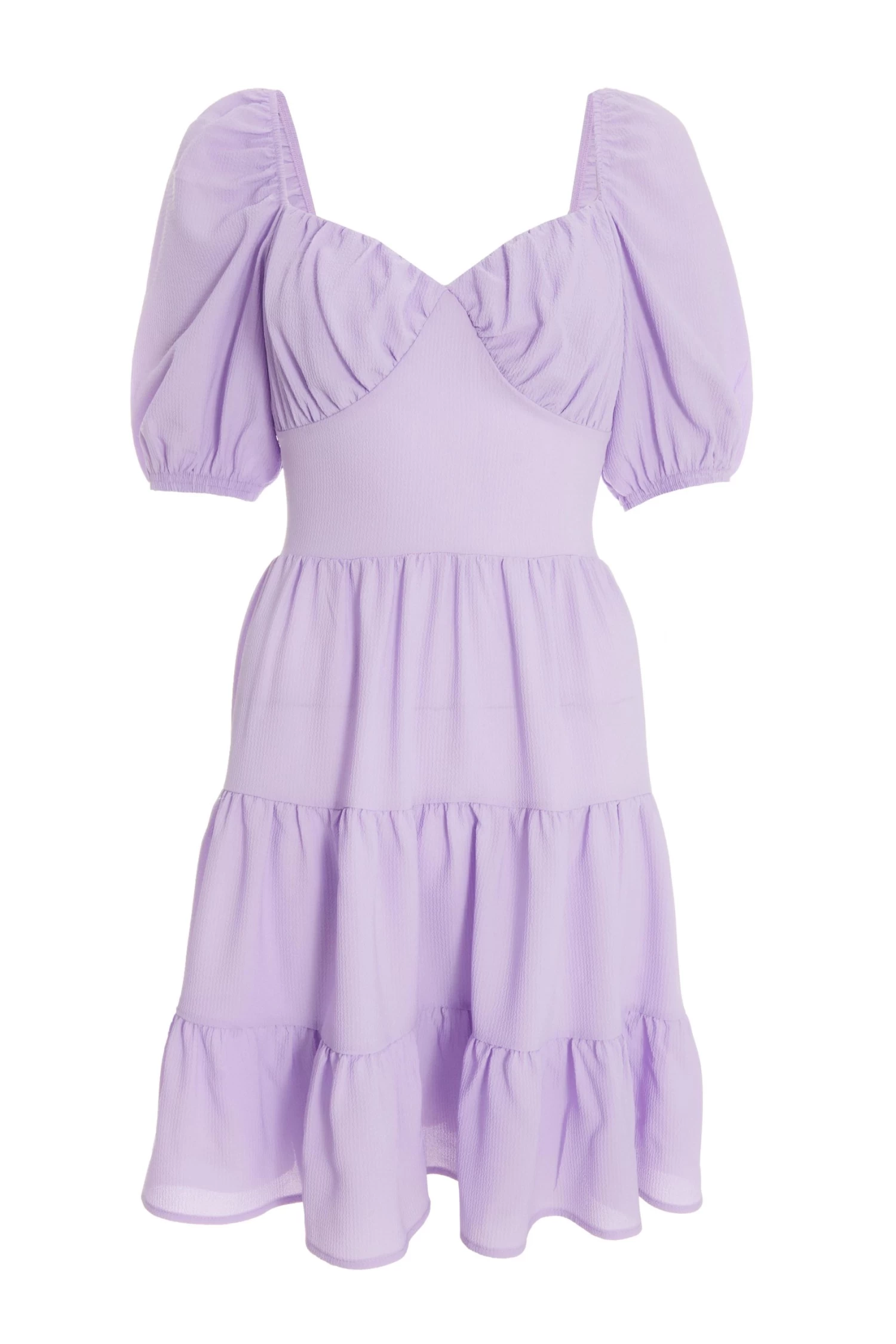 Lilac Puff Sleeve Skater Dress