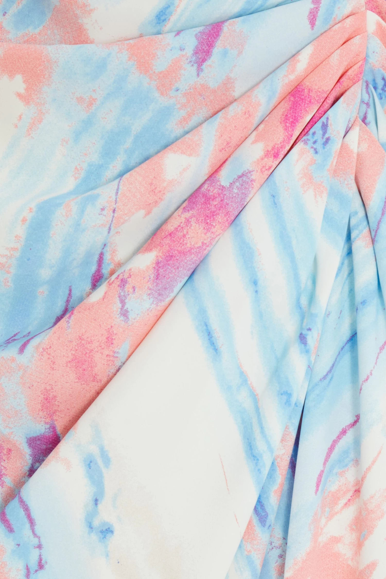 Blue Marble Print Ruched Midi Dress - Image 6