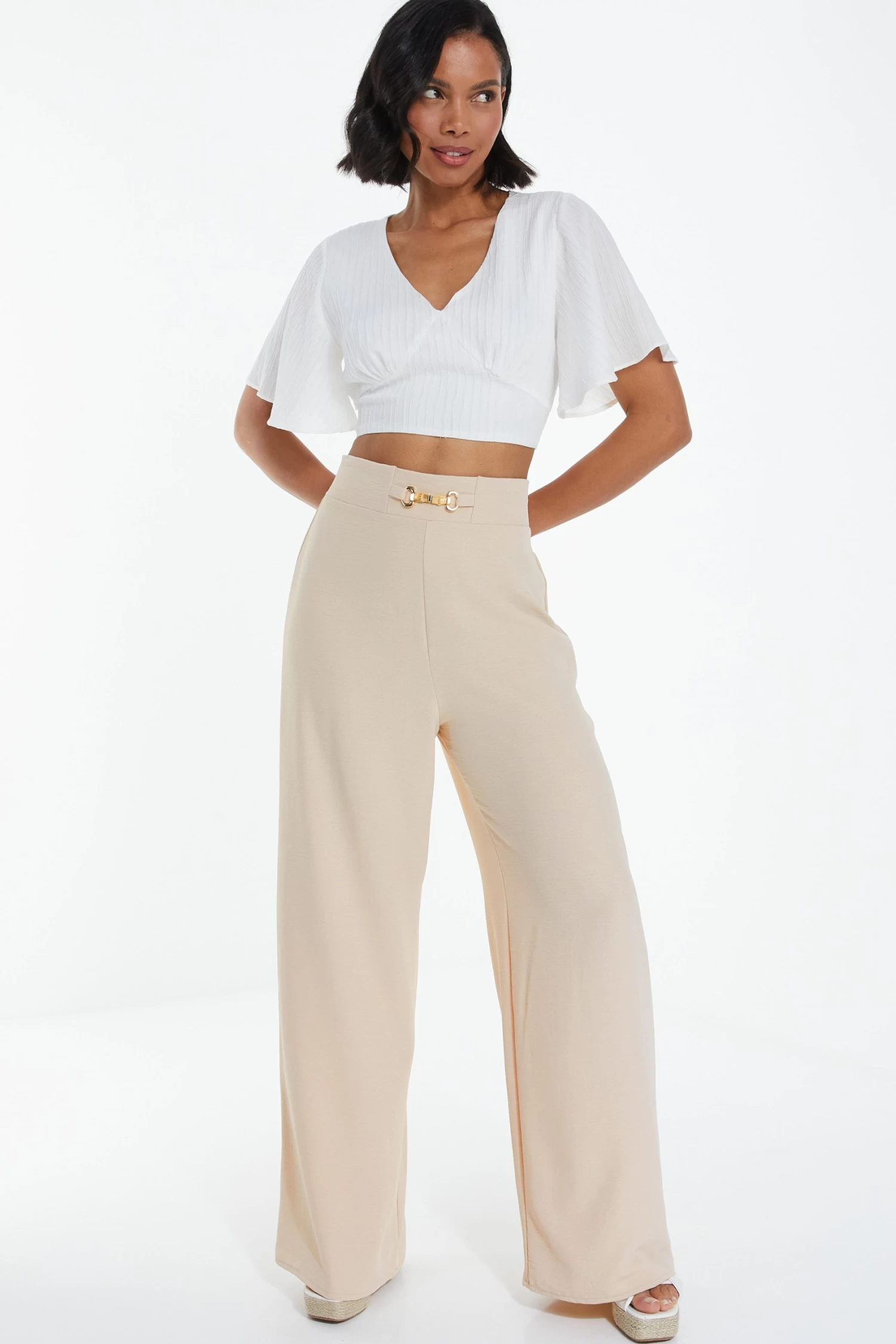 Stone Buckle Palazzo Trousers - Image 2