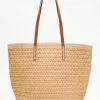 Beige Straw Tote Bag