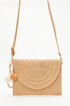 Beige Straw Clutch Bag