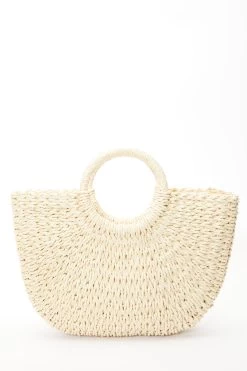 Large Beige Straw Handbag