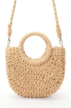 Mini Beige Straw Handbag