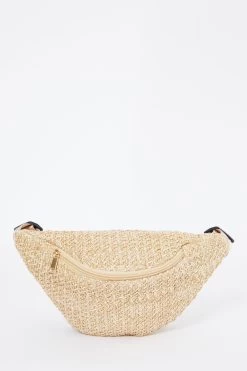 Beige Straw Bumbag