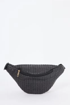 Black Straw Bumbag