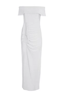 Silver Glitter Bardot Maxi Dress