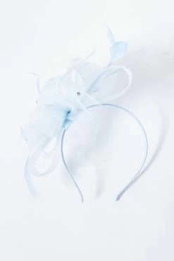 Light Blue Diamante Feather Headband Fascinator