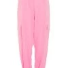 Pink Satin Cargo Trousers