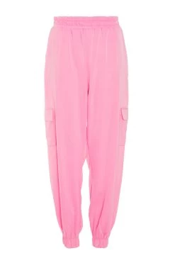 Pink Satin Cargo Trousers