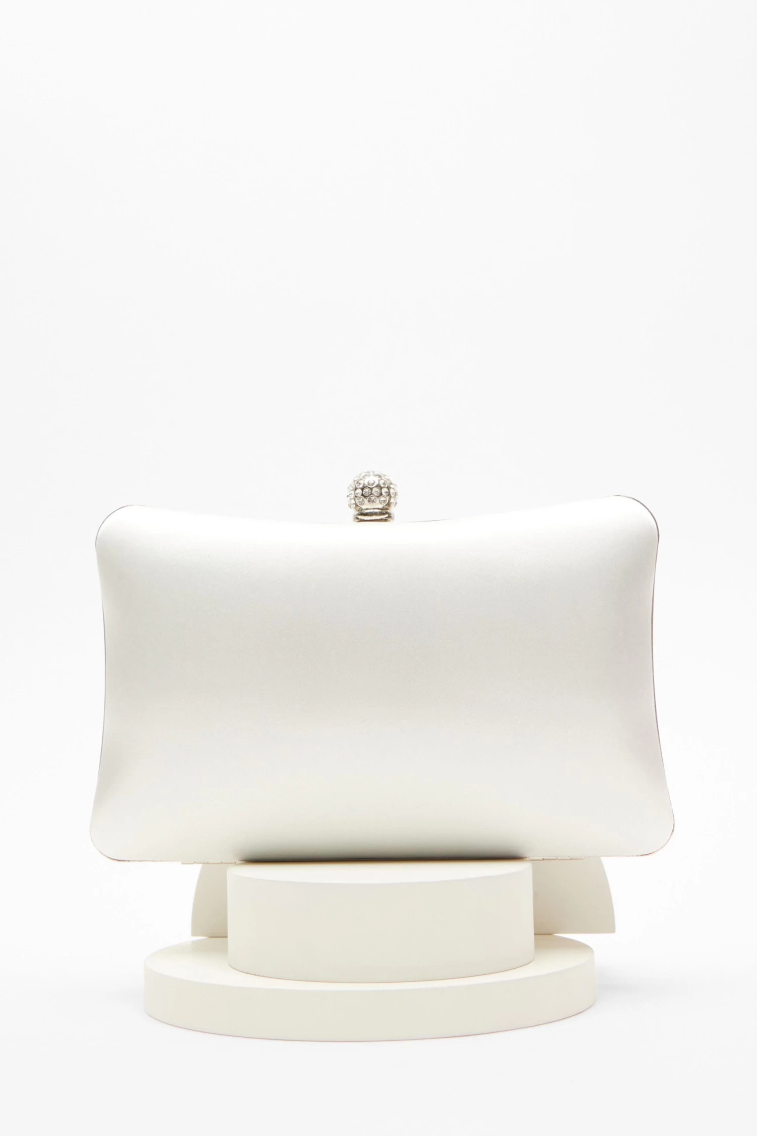 Bridal White Satin 'Wifey' Silver Box Bag - Image 4