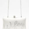 Bridal White Satin 'Wifey' Silver Box Bag