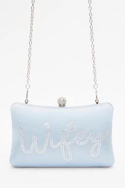Bridal Blue Satin 'Wifey' Box Bag