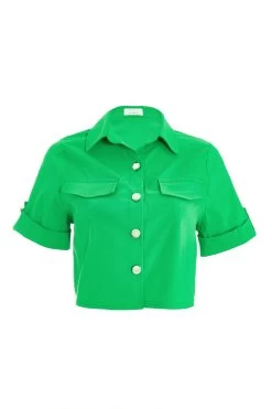 Jade Green Cargo Cropped Jacket