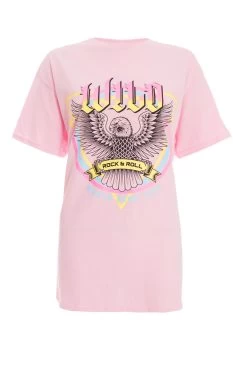 Pink Slogan Oversized Top