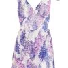 Purple Floral Print Tie Back Playsuit