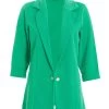 Green Ruched Sleeve Blazer