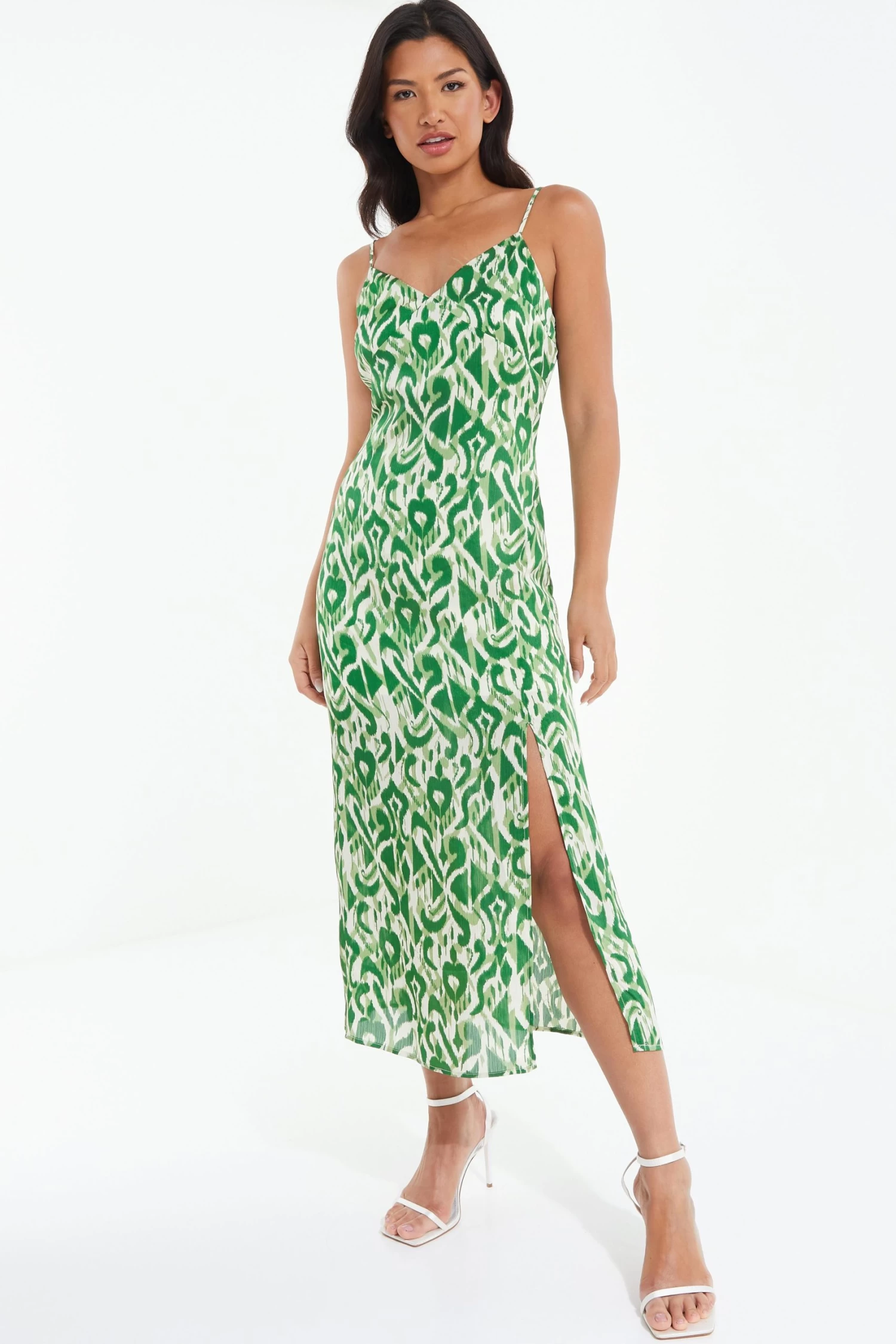 Green Aztec Print Midaxi Dress - Image 2