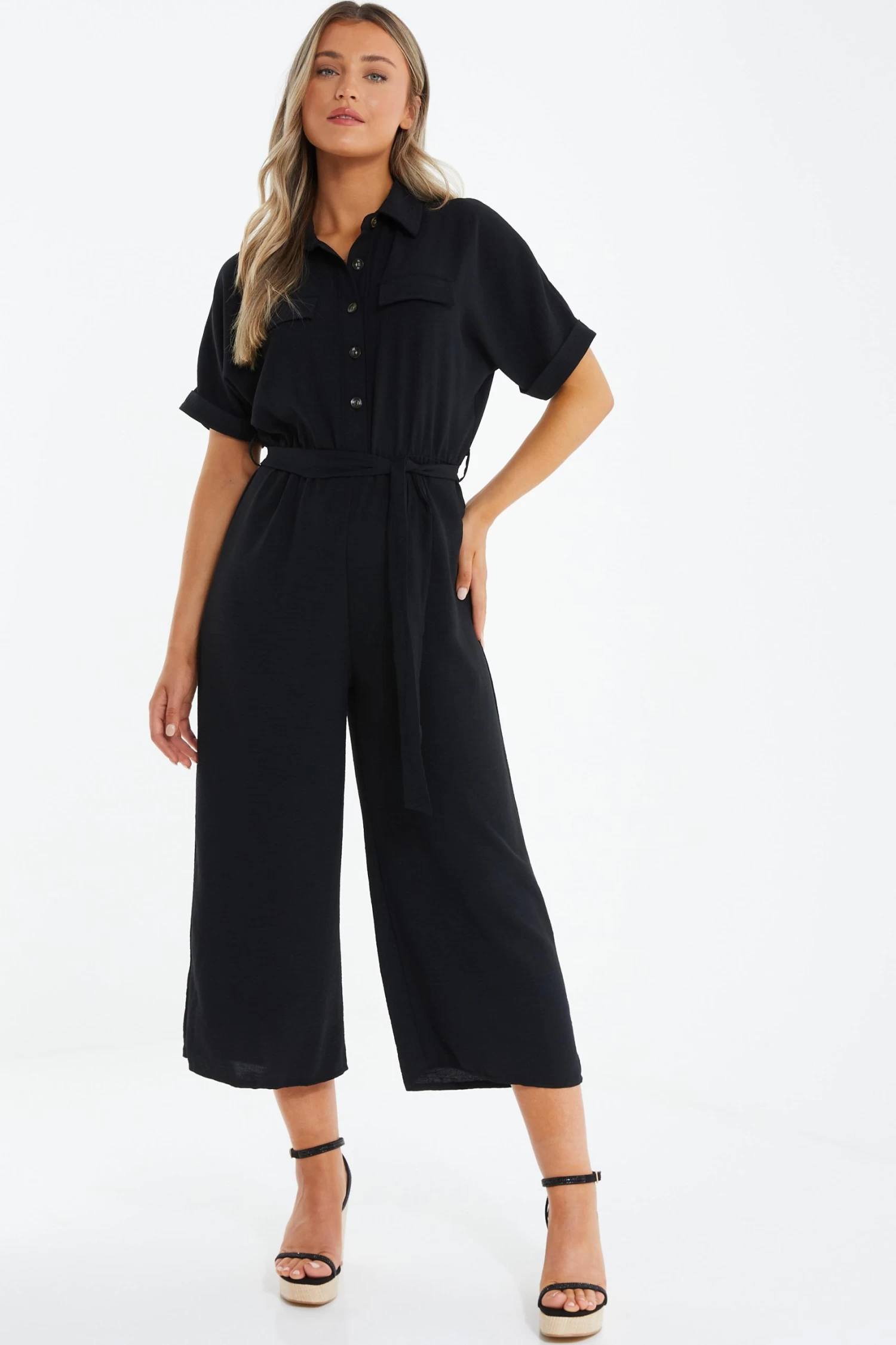 Black Utility Culotte Jumpsuit - Image 2