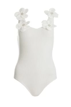 Cream Knitted Flower Bodysuit