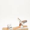 Silver Faux Leather Flatform Sandals