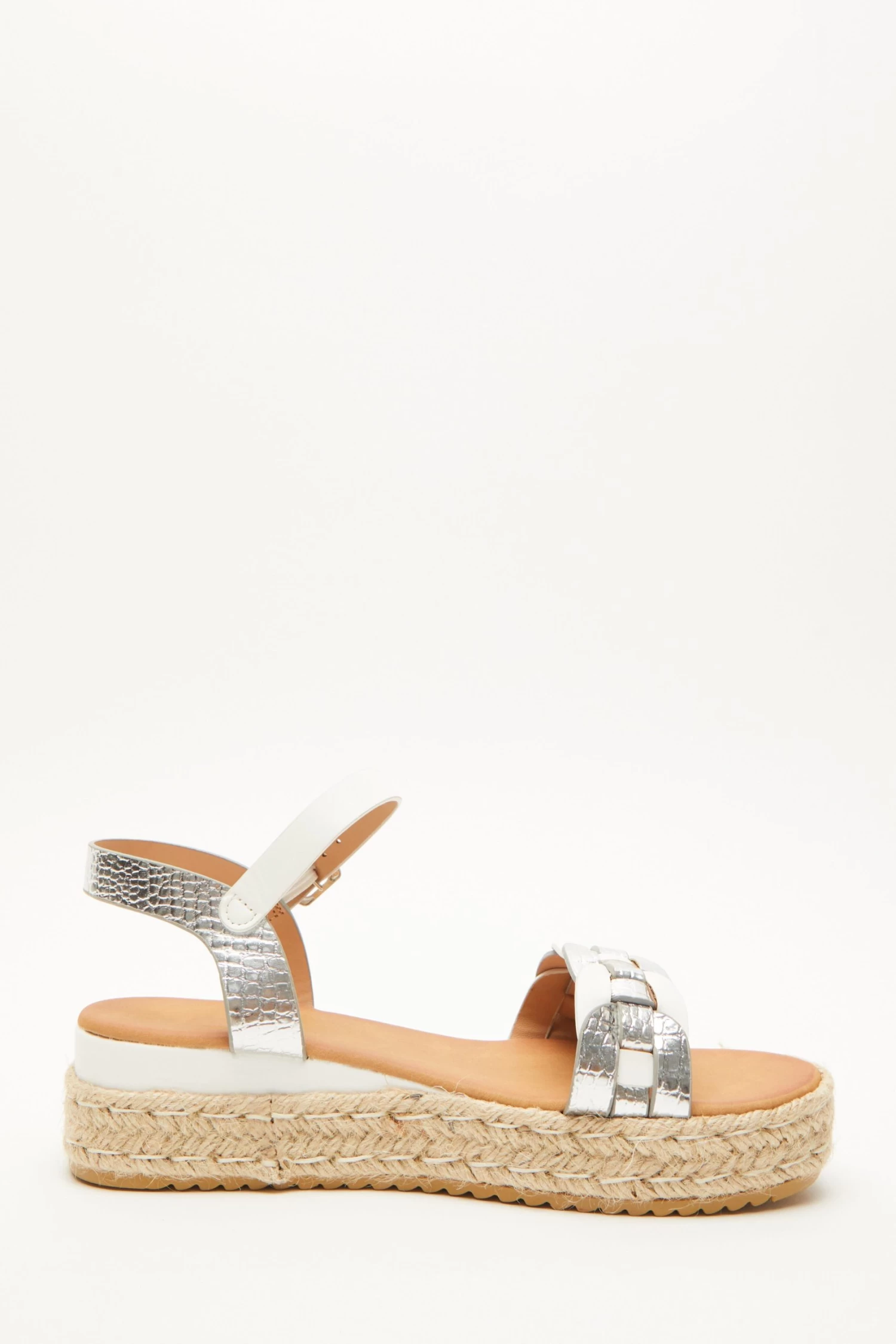 Silver Faux Leather Flatform Sandals - Image 6