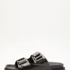 Black Crocodile Buckle Mule Sandal