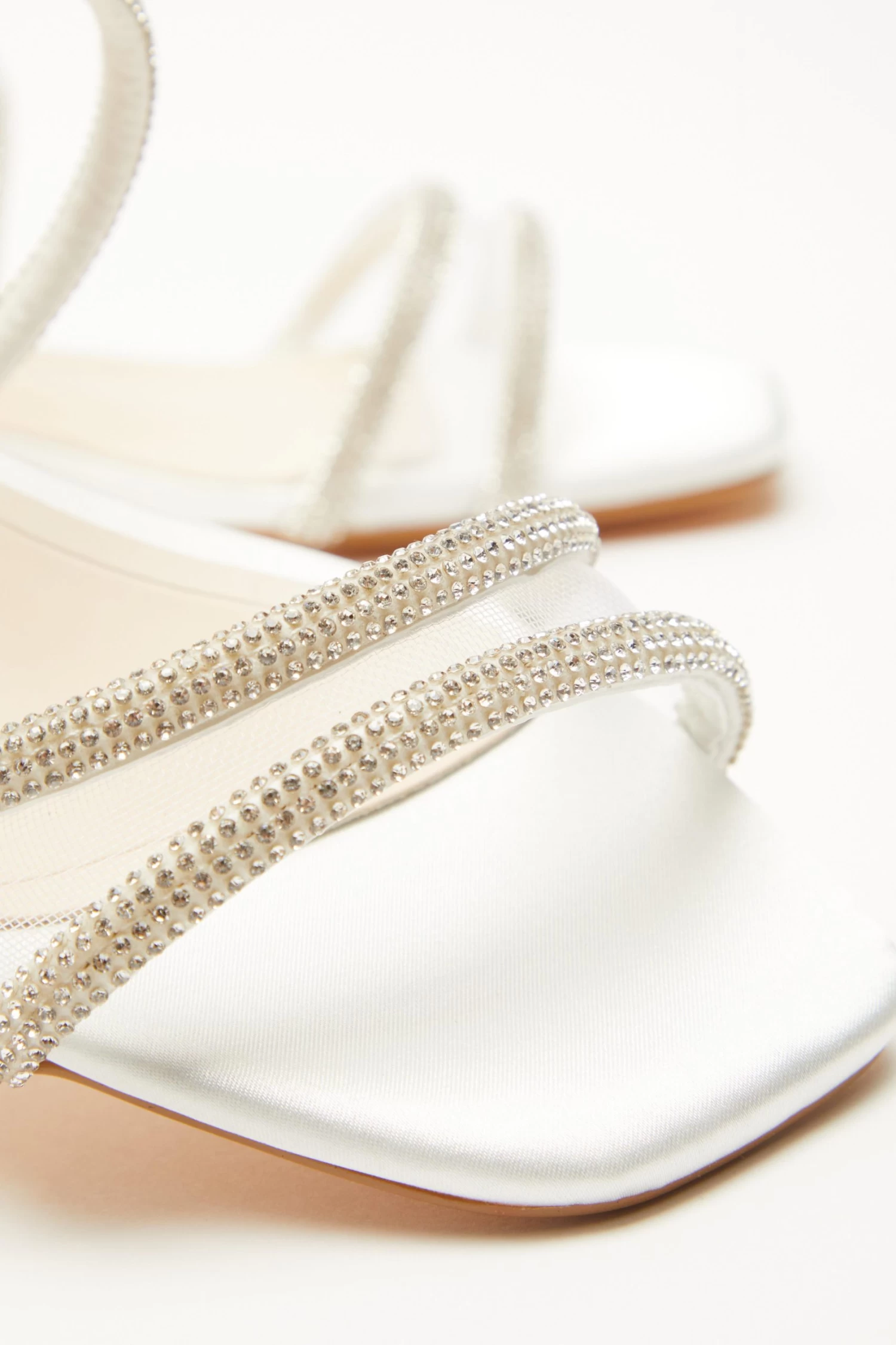 Wide Fit White Diamante Flat Sandals - Image 5