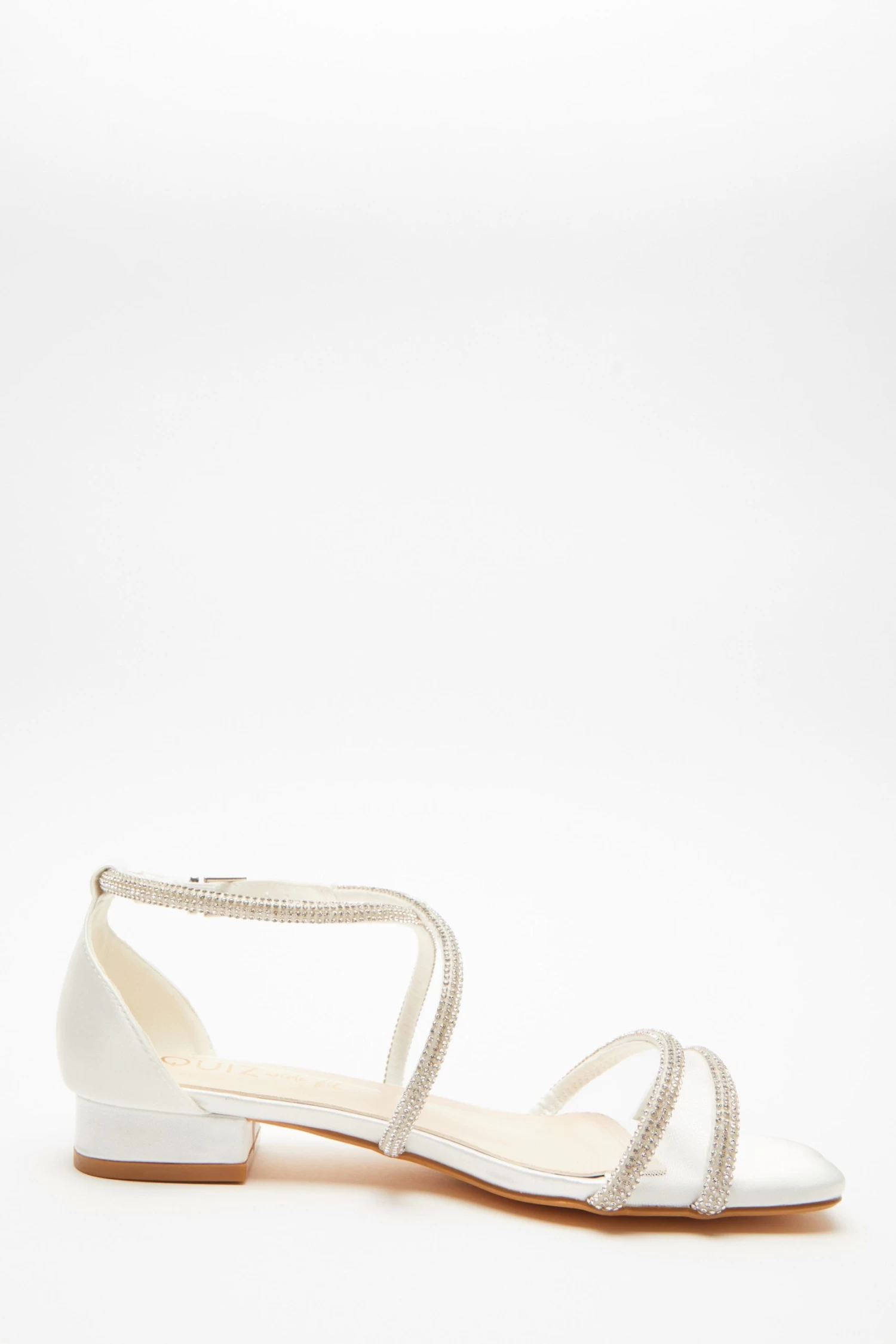 Wide Fit White Diamante Flat Sandals - Image 6