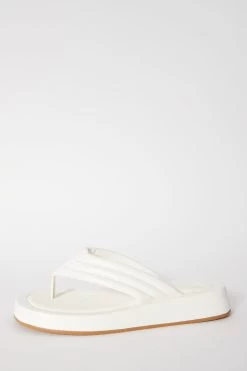 White Padded Flatform Sandals