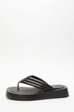 Black Padded Flatform Sandals