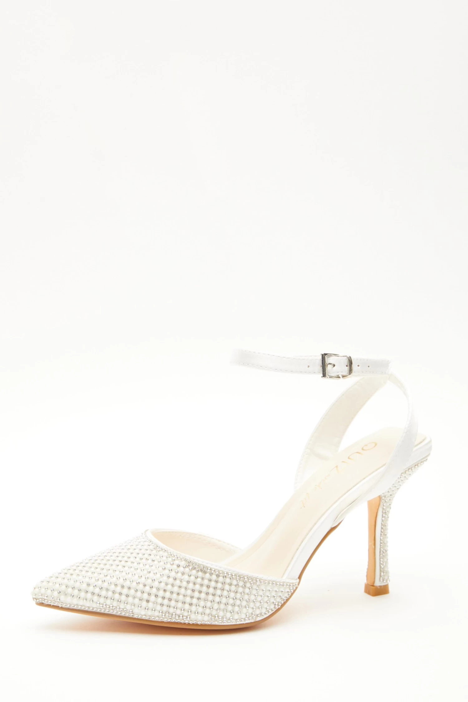 Wide Fit Bridal Satin Pearl Court Heels - Image 3