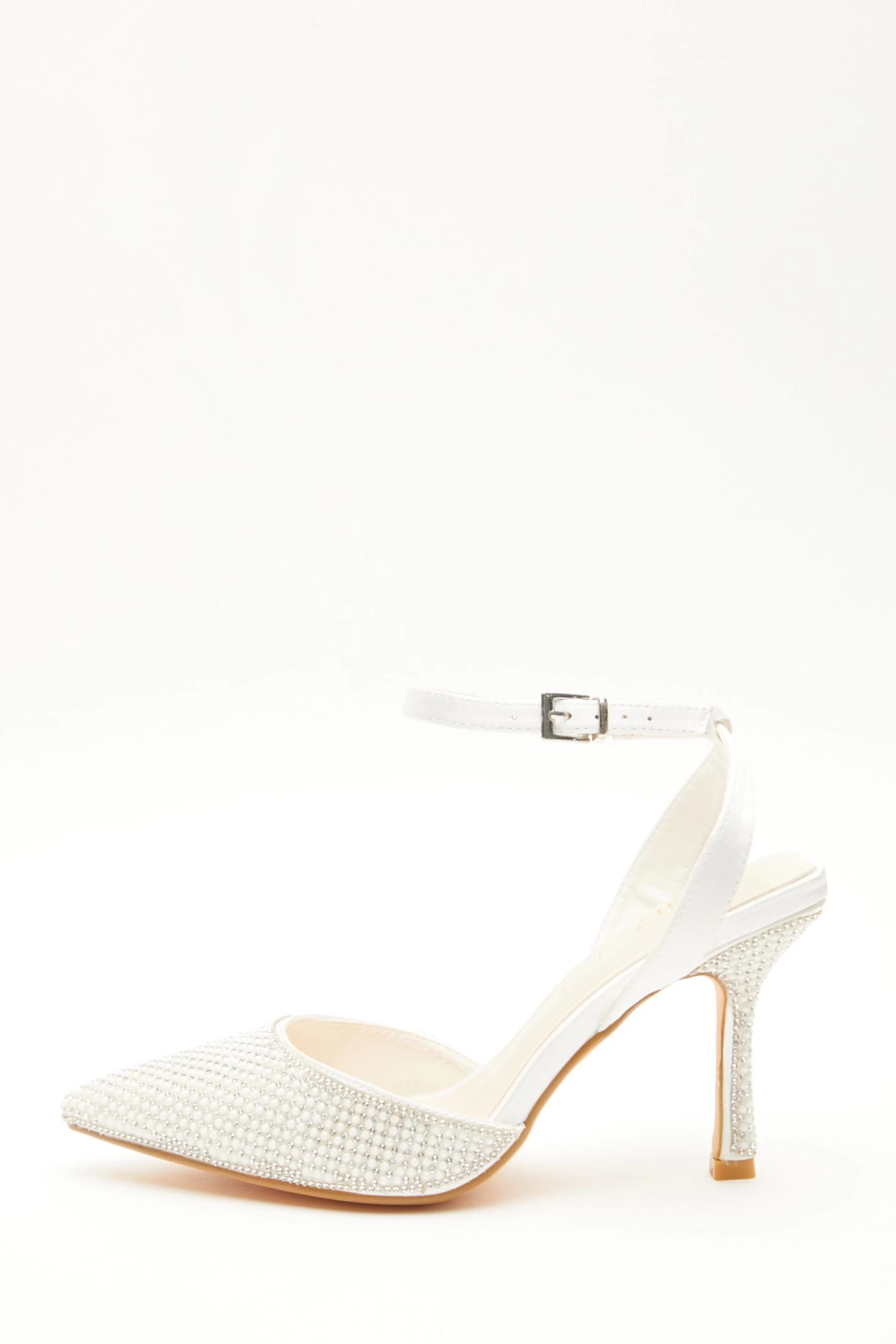 Wide Fit Bridal Satin Pearl Court Heels