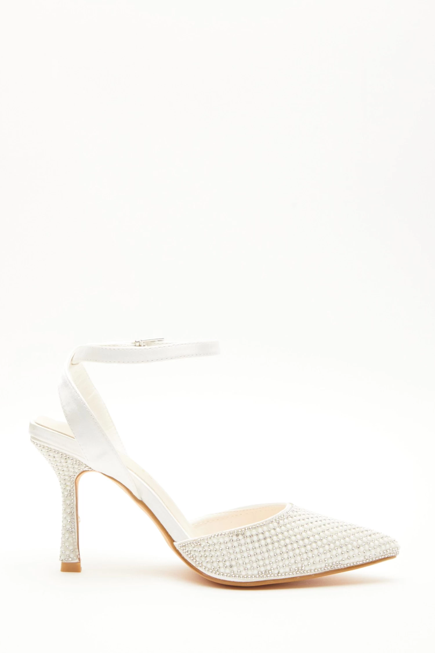 Wide Fit Bridal Satin Pearl Court Heels - Image 6