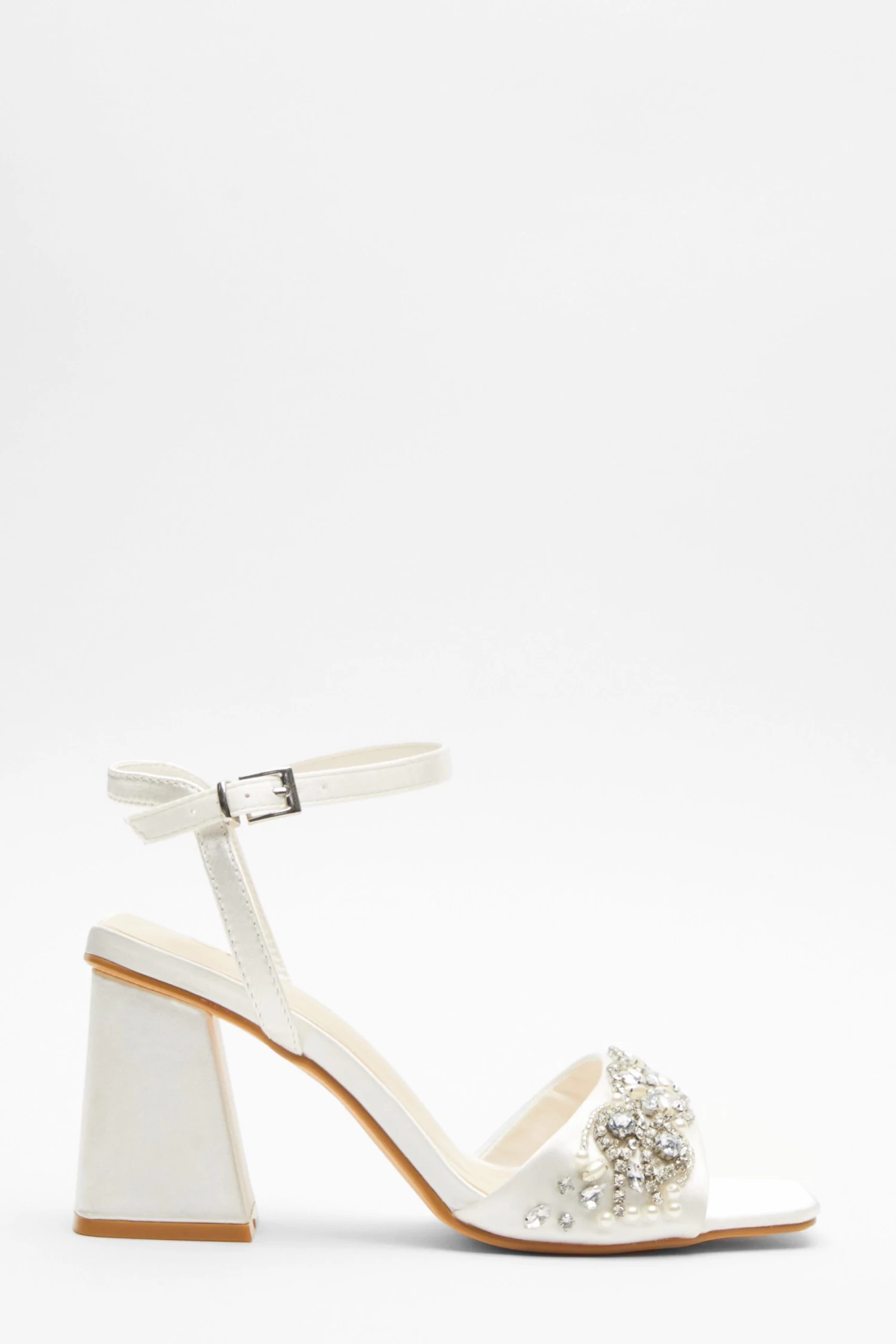 Bridal Wide Fit White Block Heeled Sandals - Image 2