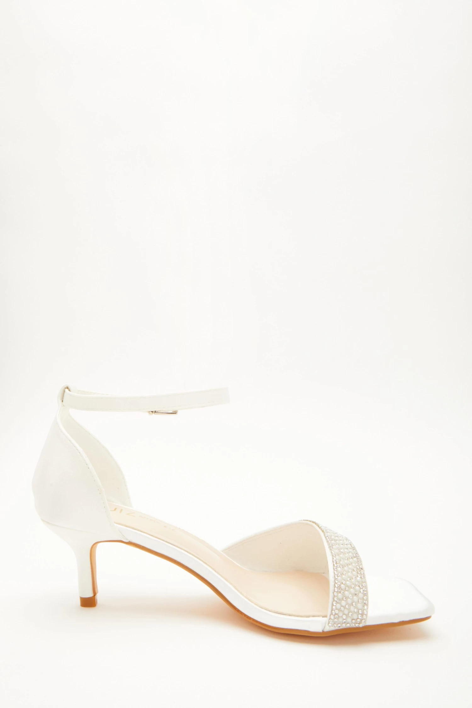 Wide Fit Bridal Satin Embellished Low Heels - Image 6