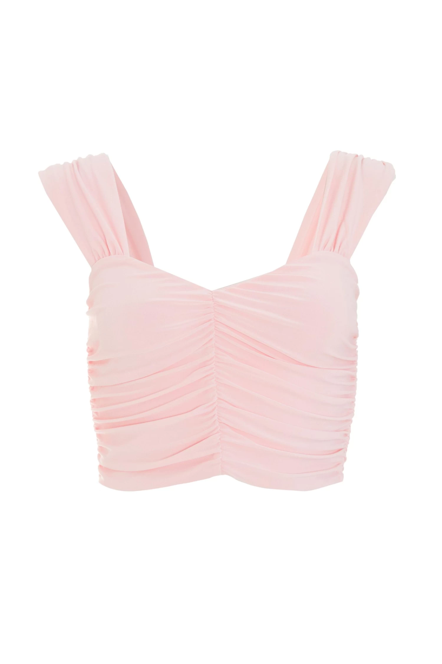 Pink Ruched Crop Top