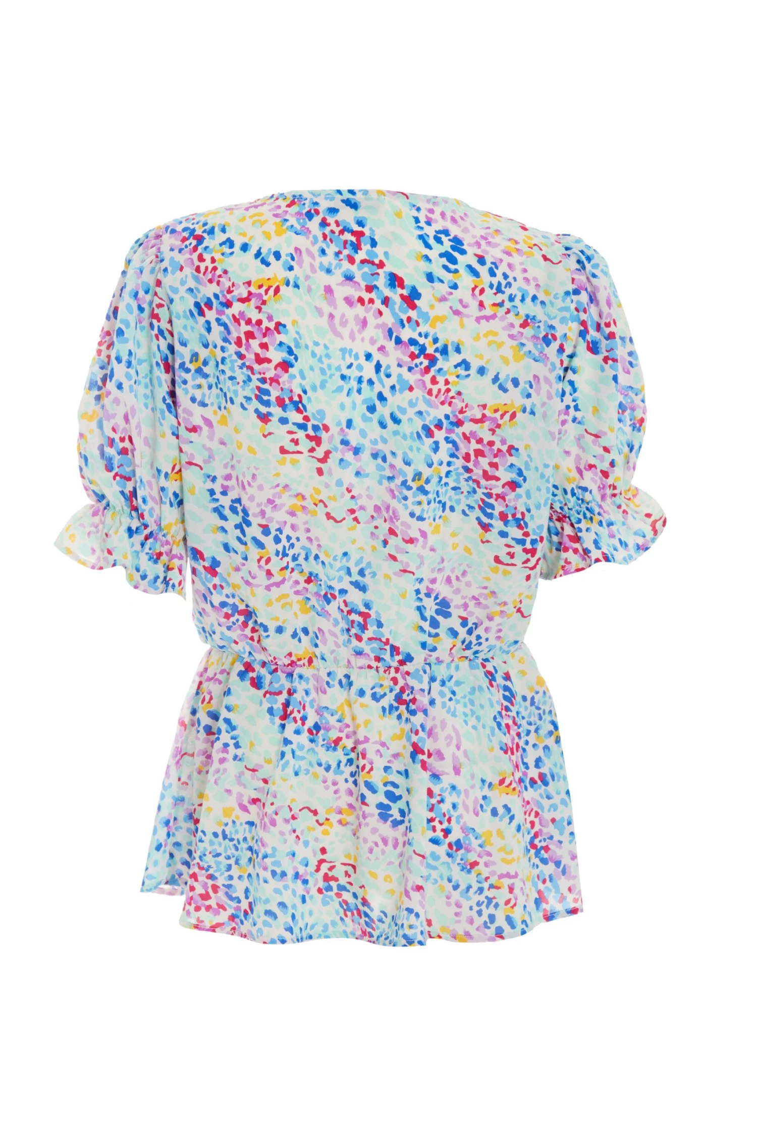 Multicoloured Animal Print Peplum Top - Image 5